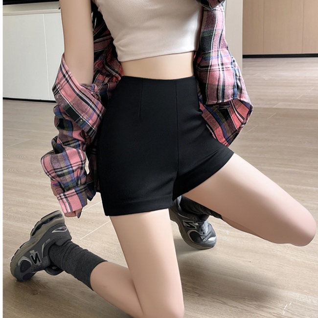 High waist elasticity autumn spicegirl slim shorts for women