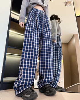 Niche navy-blue casual pants straight pants for women