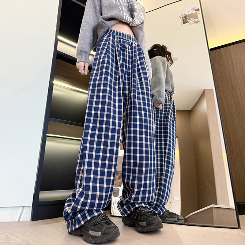 Niche navy-blue casual pants straight pants for women