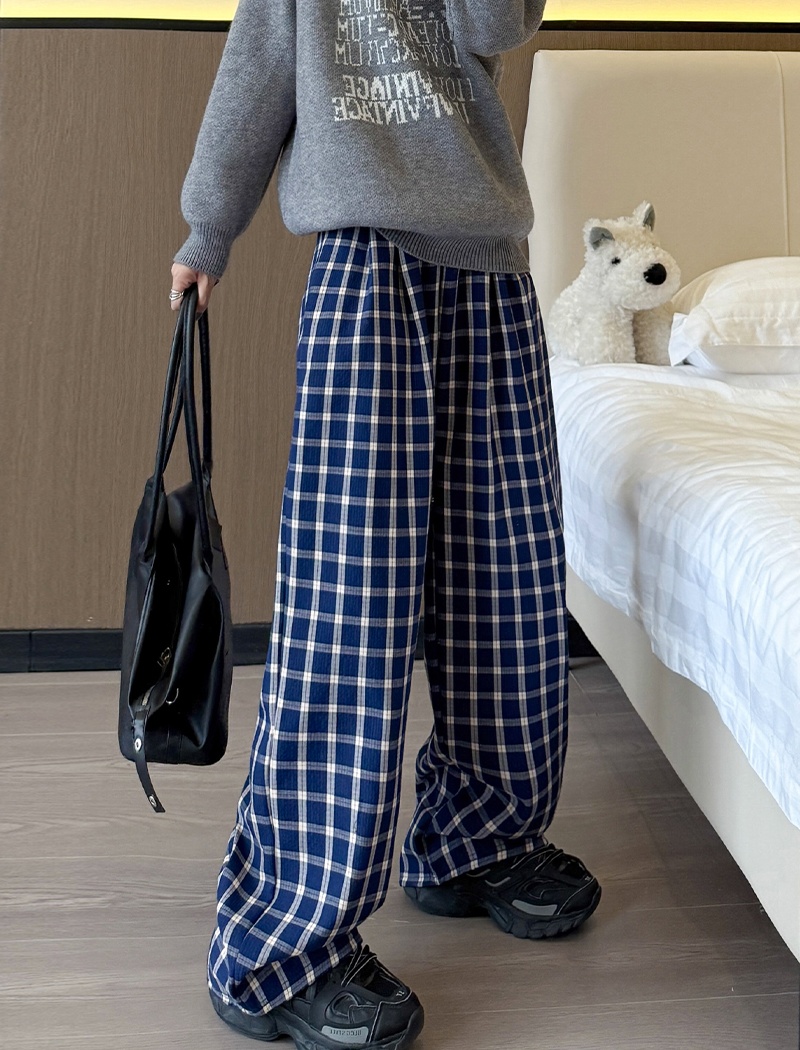Niche navy-blue casual pants straight pants for women