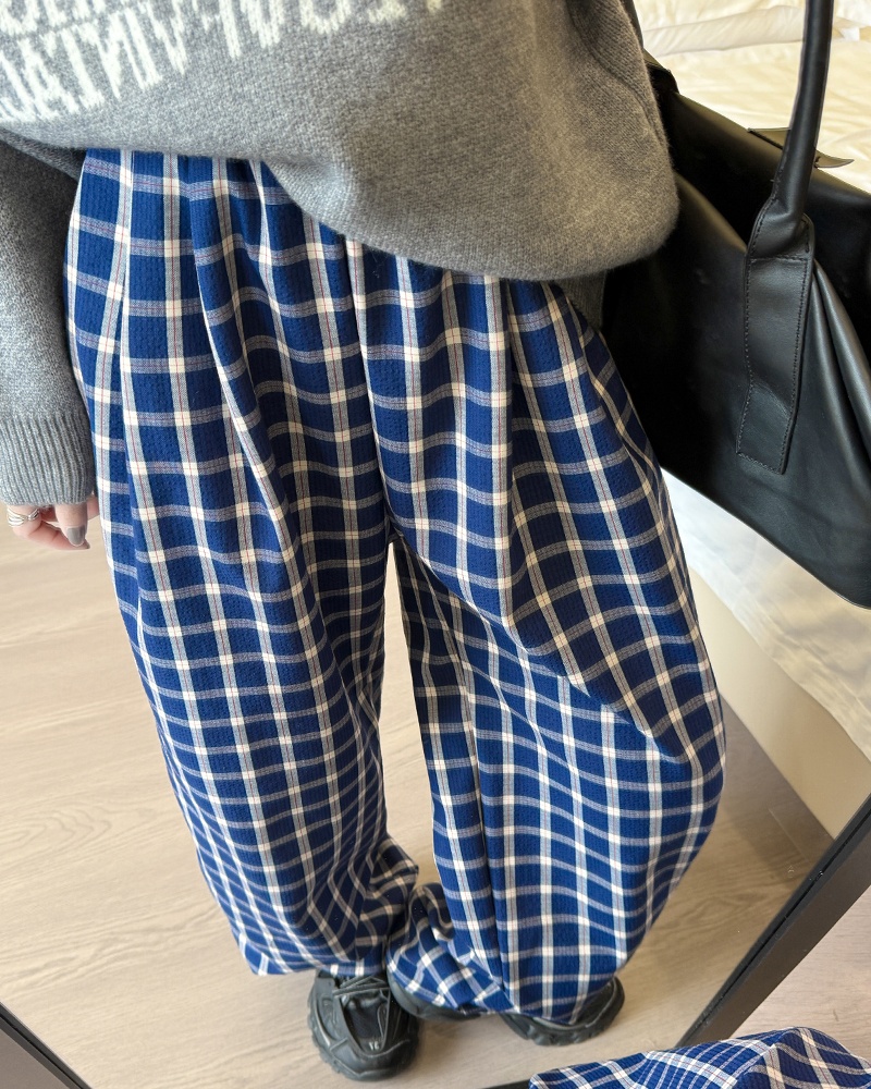 Niche navy-blue casual pants straight pants for women