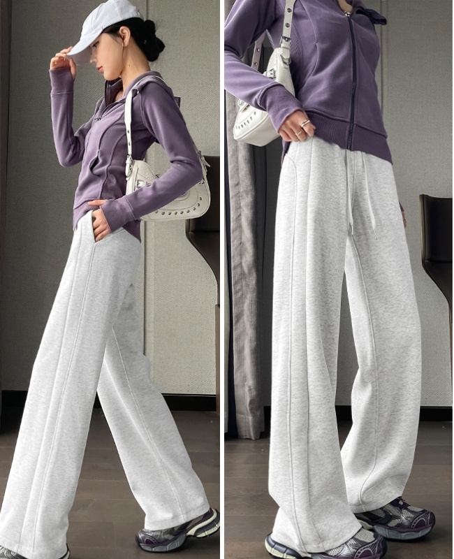 Sports straight wide leg pants spring sweatpants for women