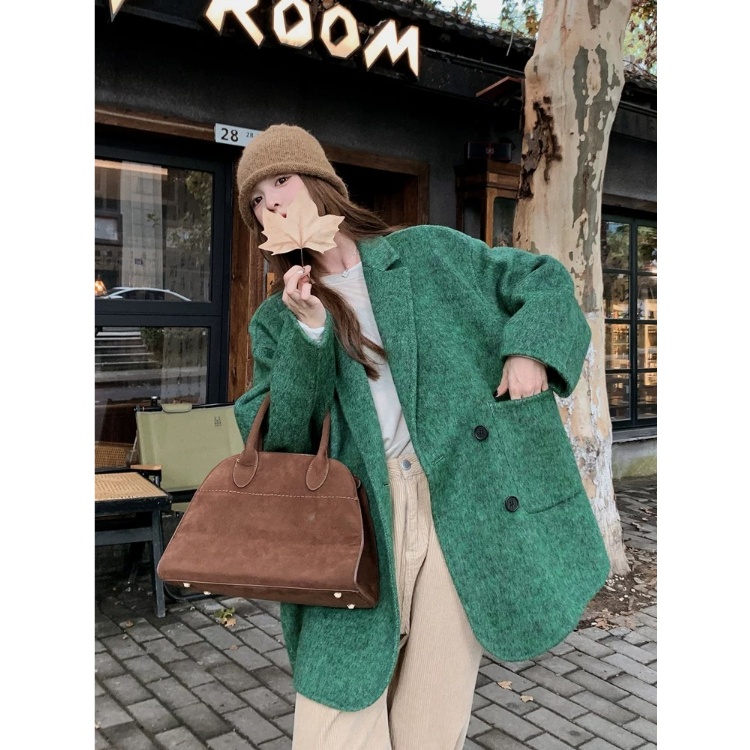 Green woolen coat woolen coat for women