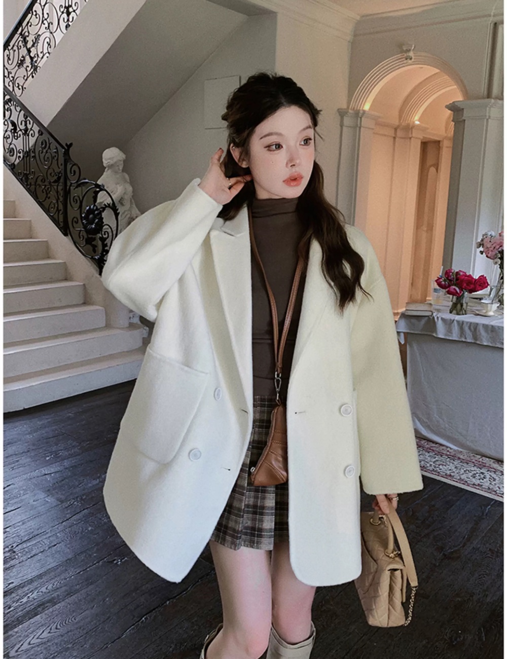 Green woolen coat woolen coat for women