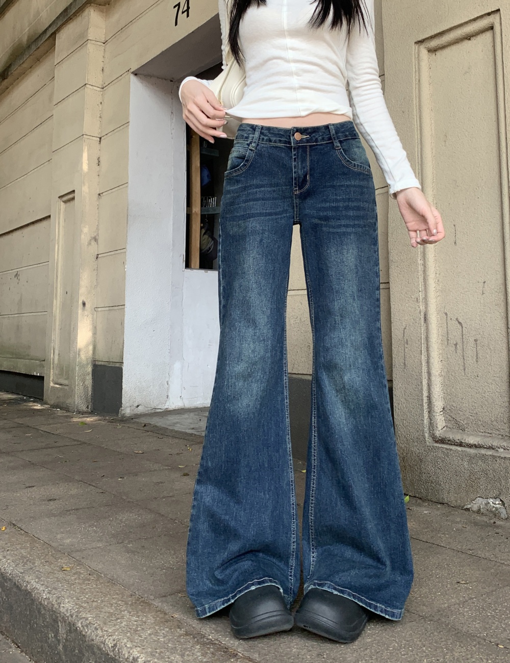 Elasticity low-waist pants micro speaker slim jeans