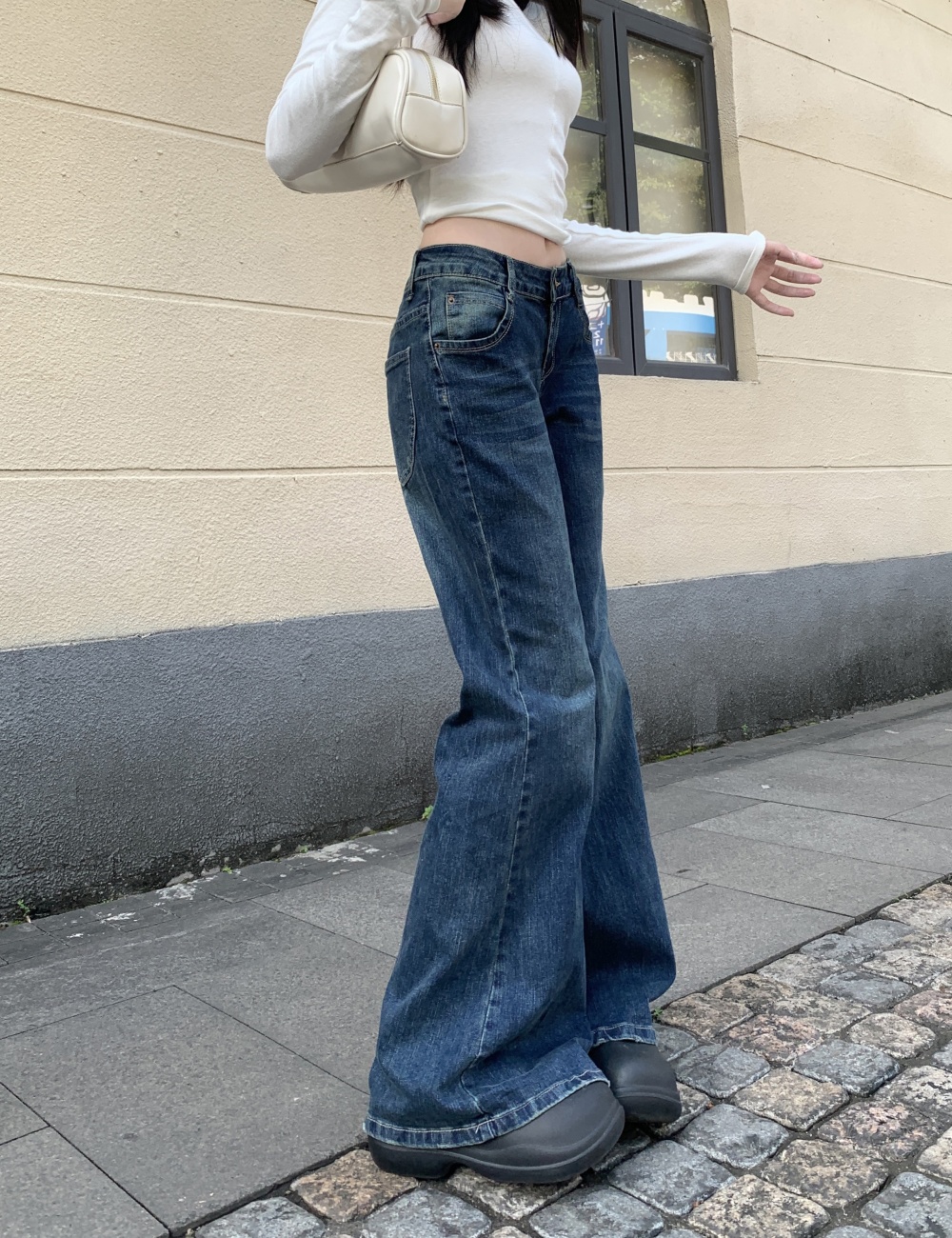 Elasticity low-waist pants micro speaker slim jeans