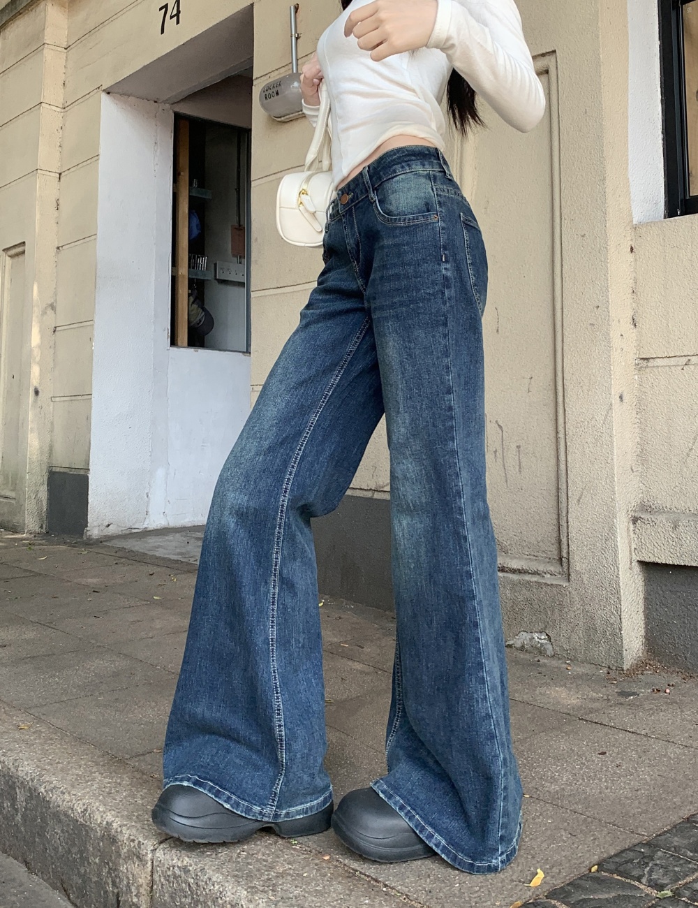 Elasticity low-waist pants micro speaker slim jeans