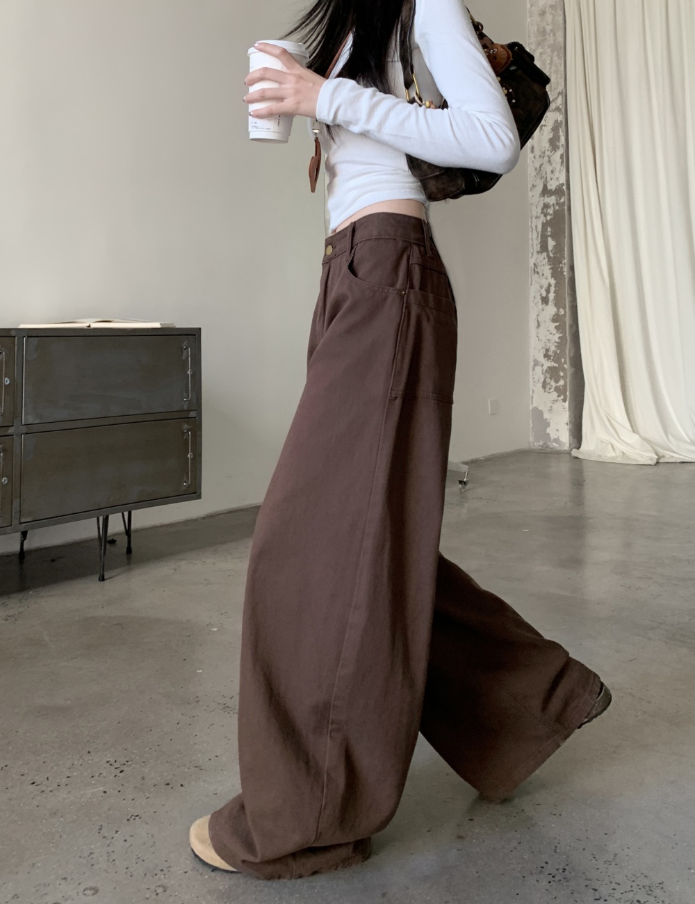 Slim loose wide leg pants lazy casual pants for women