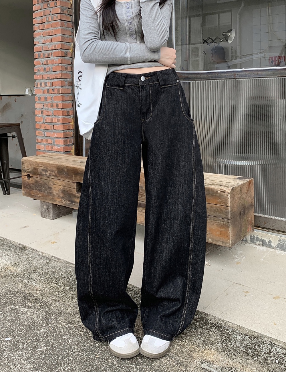 American style mopping pants retro loose jeans for women