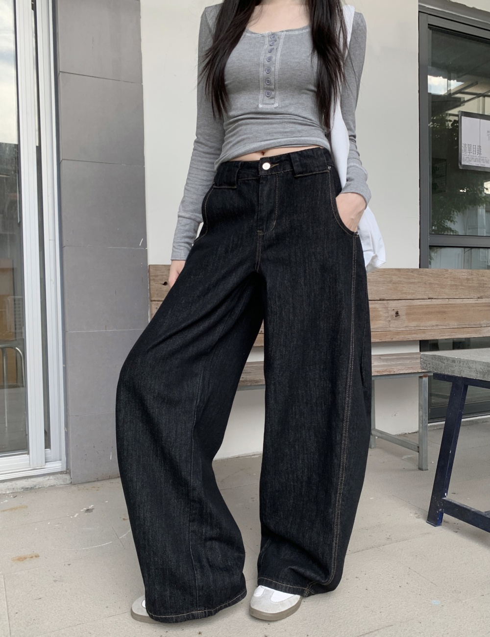 American style mopping pants retro loose jeans for women