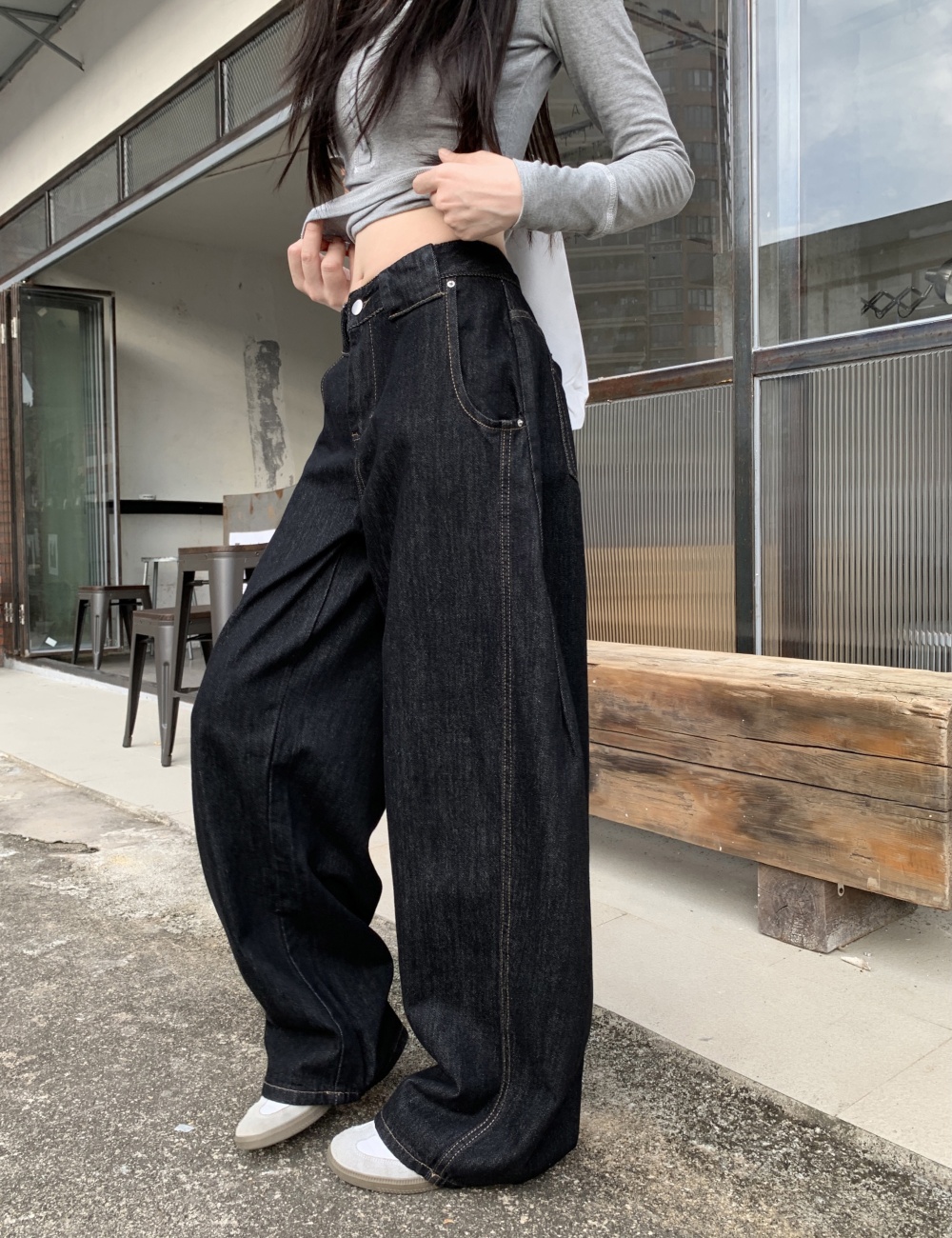 American style mopping pants retro loose jeans for women