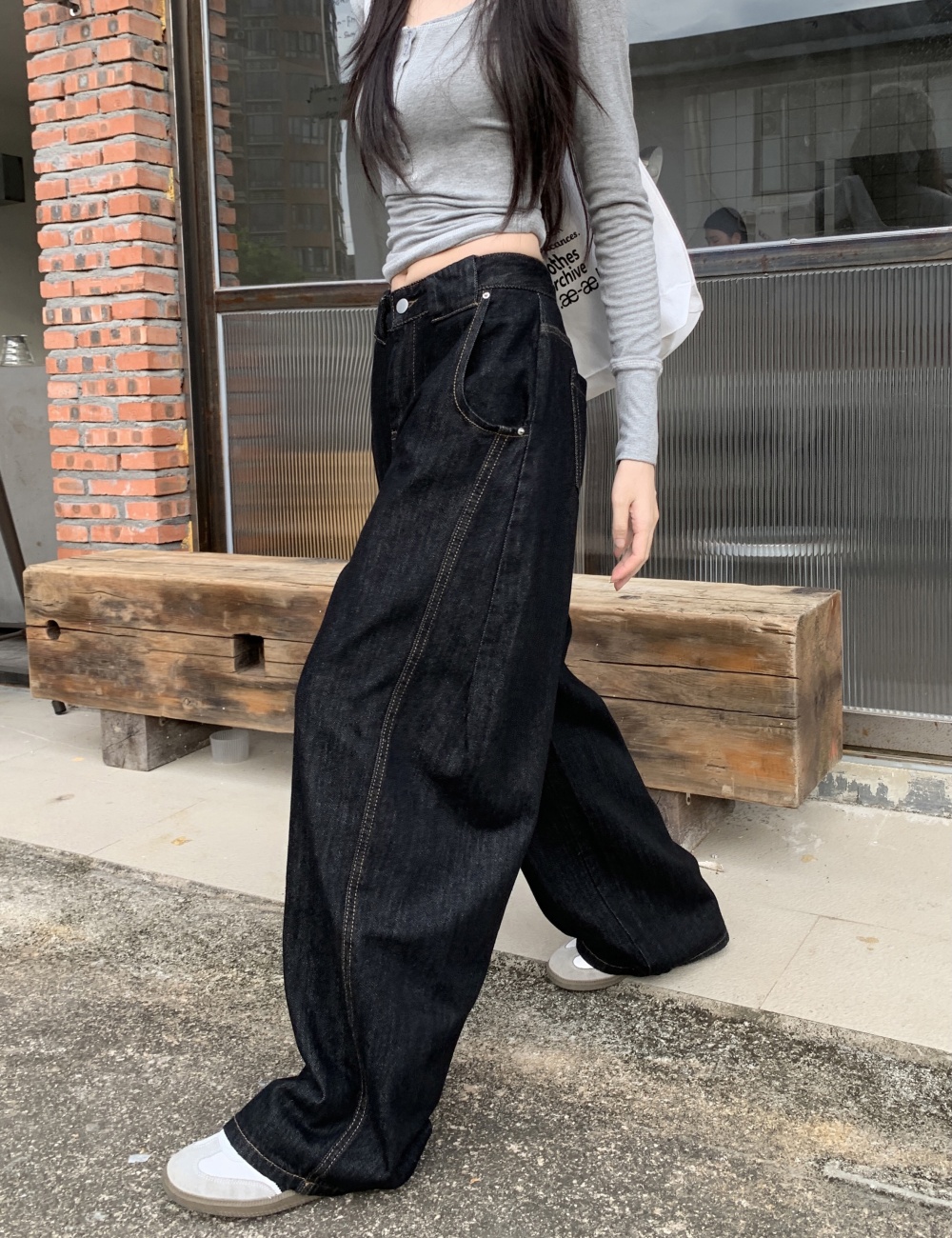 American style mopping pants retro loose jeans for women