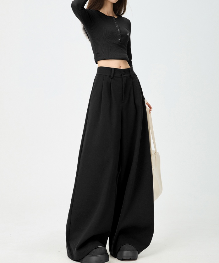 High waist woolen suit pants thermal Casual long pants