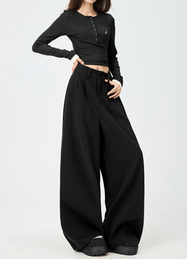 High waist woolen suit pants thermal Casual long pants