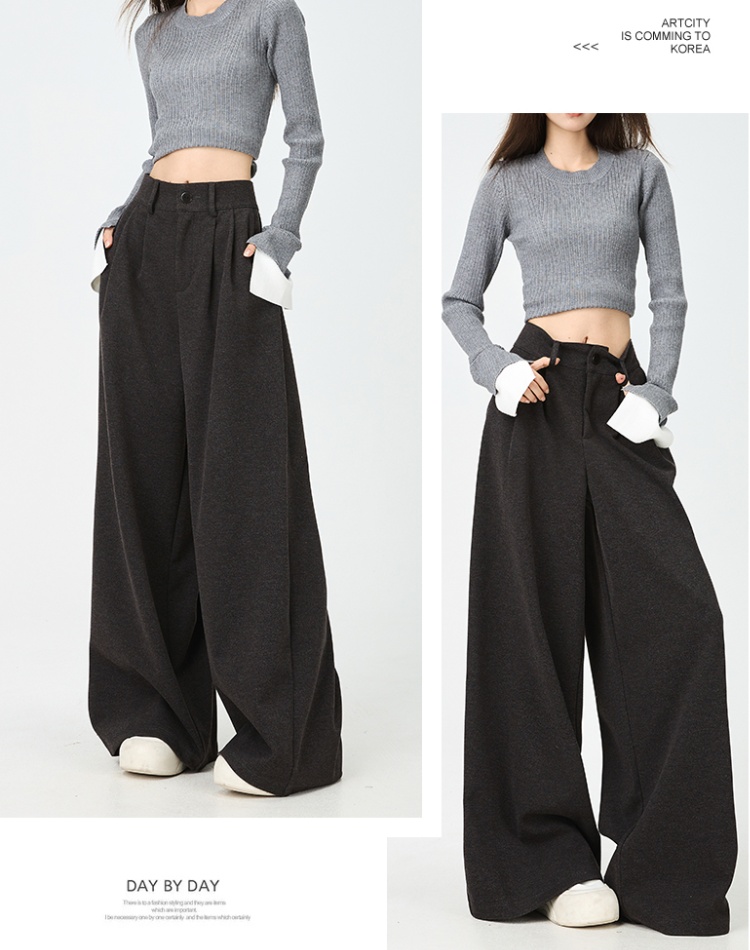High waist woolen suit pants thermal Casual long pants