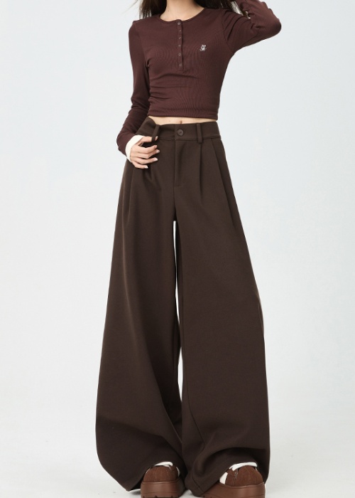 High waist woolen suit pants thermal Casual long pants