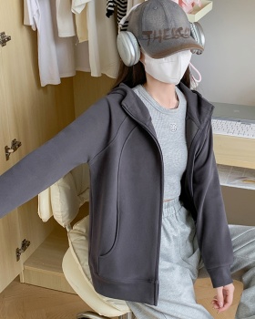 Loose autumn and winter hooded tops zip winter cardigan