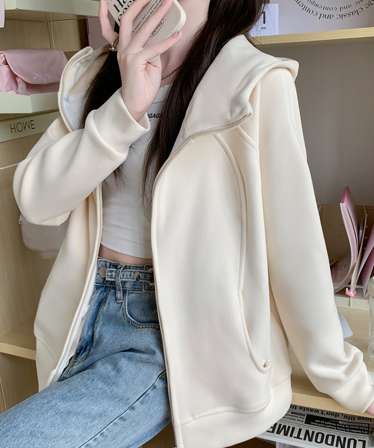 Loose autumn and winter hooded tops zip winter cardigan