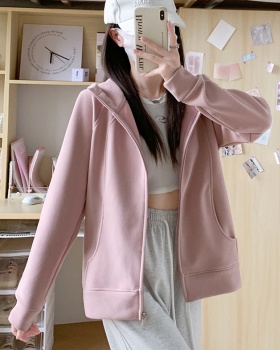 Hooded winter tops autumn and winter zip coat for women