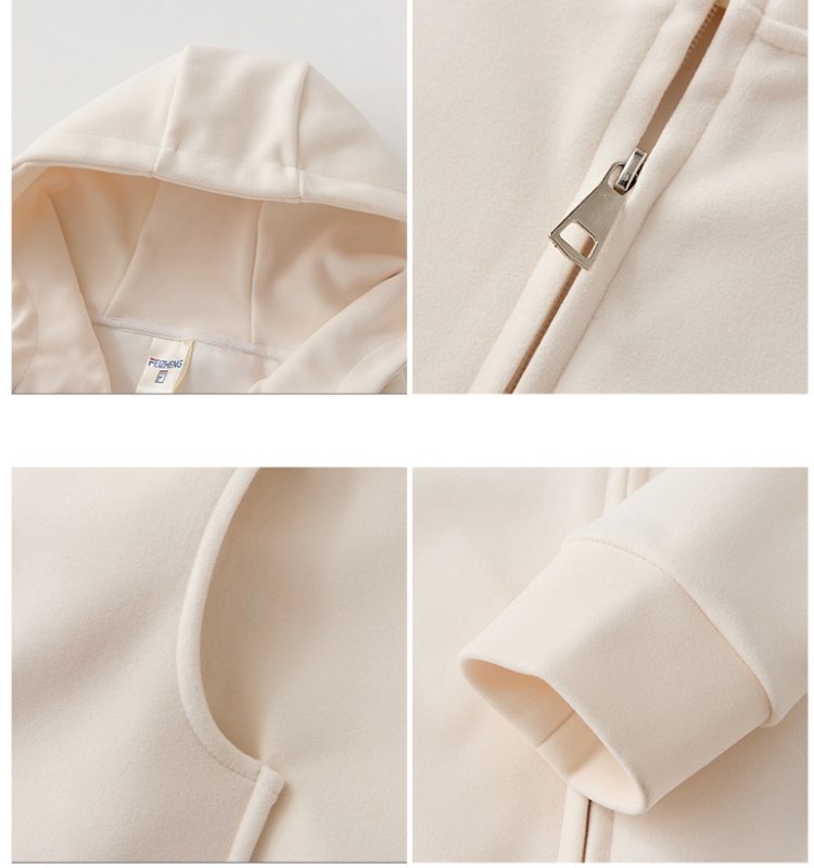 Hooded winter tops autumn and winter zip coat for women