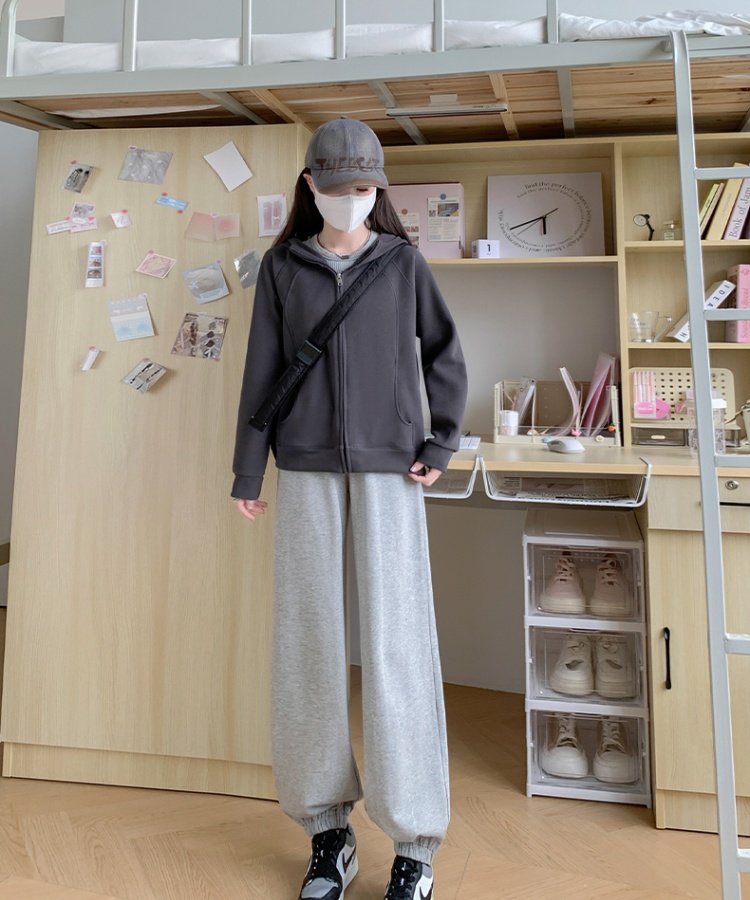 Hooded winter tops autumn and winter zip coat for women