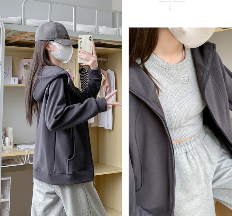 Hooded winter tops autumn and winter zip coat for women