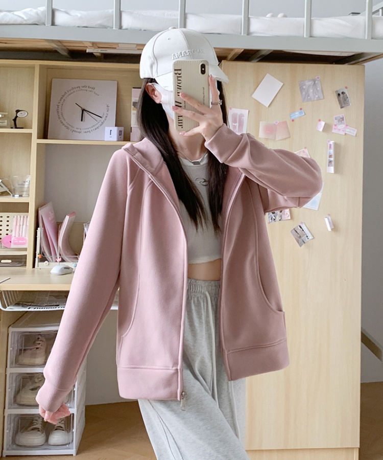 Hooded winter tops autumn and winter zip coat for women