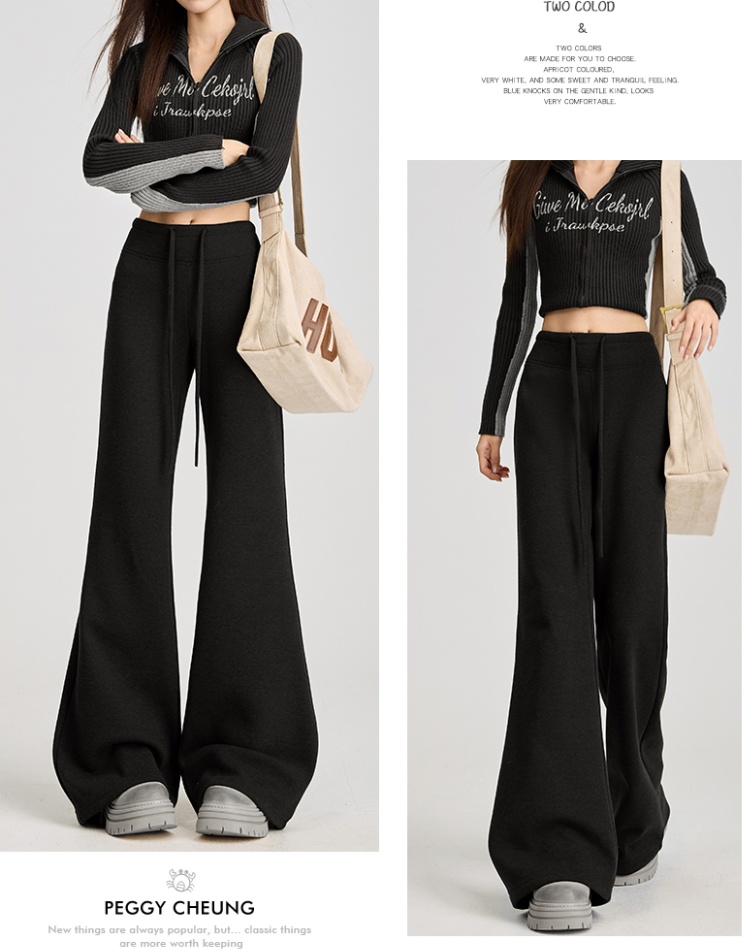 Plus velvet sweatpants speaker wide leg pants for women
