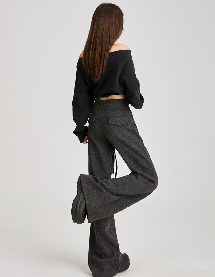 Plus velvet sweatpants speaker wide leg pants for women
