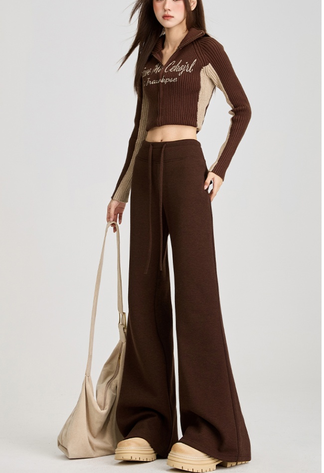 Plus velvet sweatpants speaker wide leg pants for women