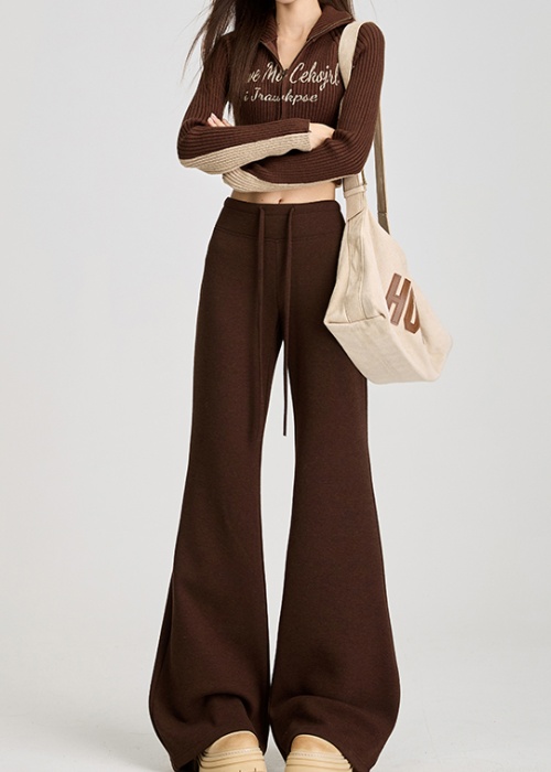 Plus velvet sweatpants speaker wide leg pants for women