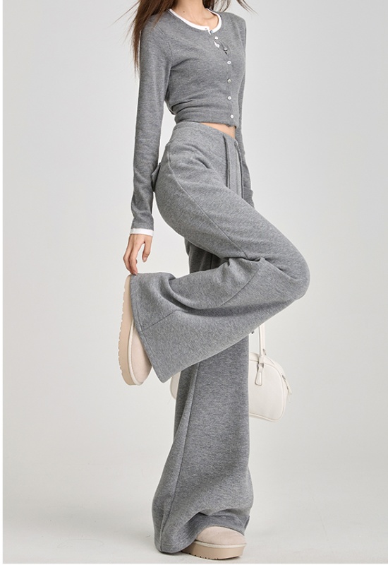 Plus velvet sweatpants speaker wide leg pants for women