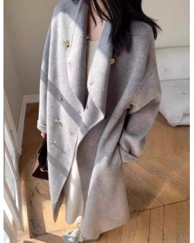 Woolen unique business suit long windbreaker for women