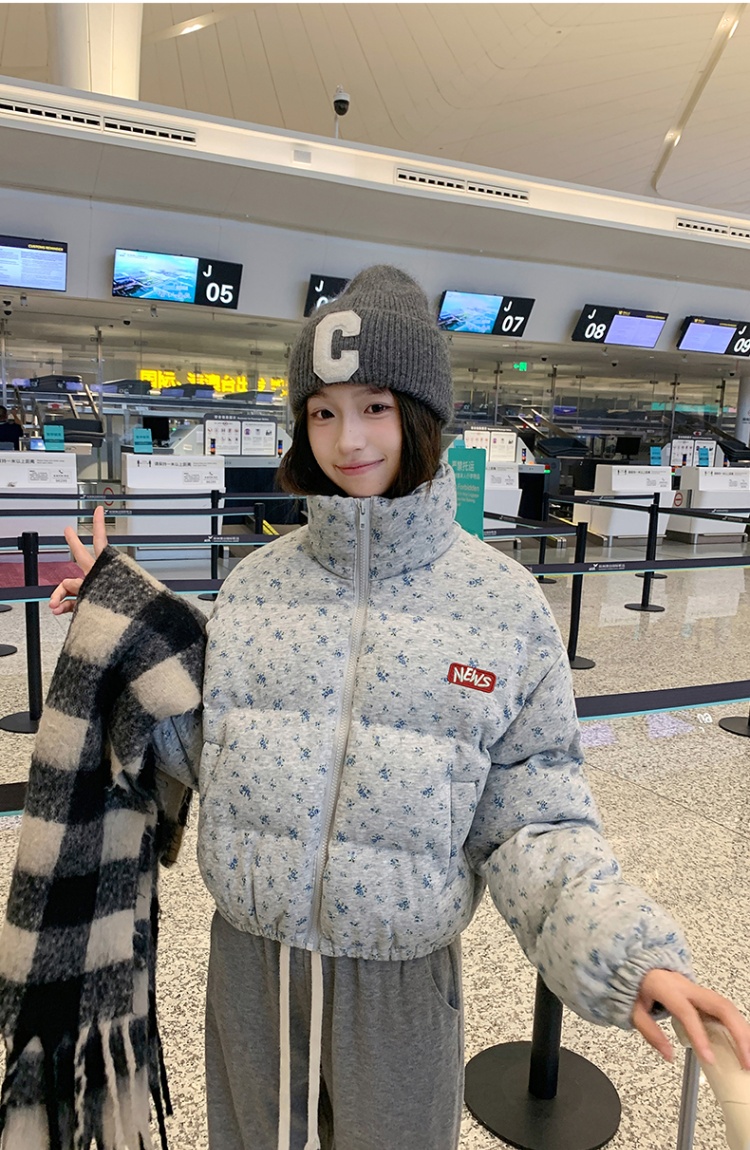 Winter down coat fashion floral cotton coat for women