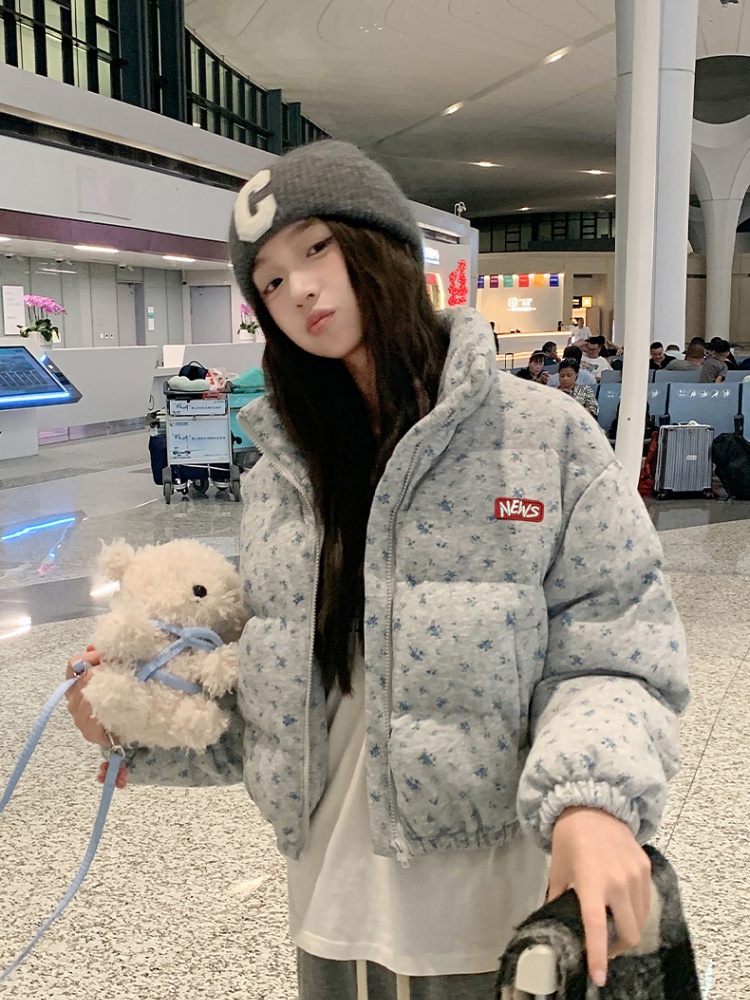 Winter down coat fashion floral cotton coat for women