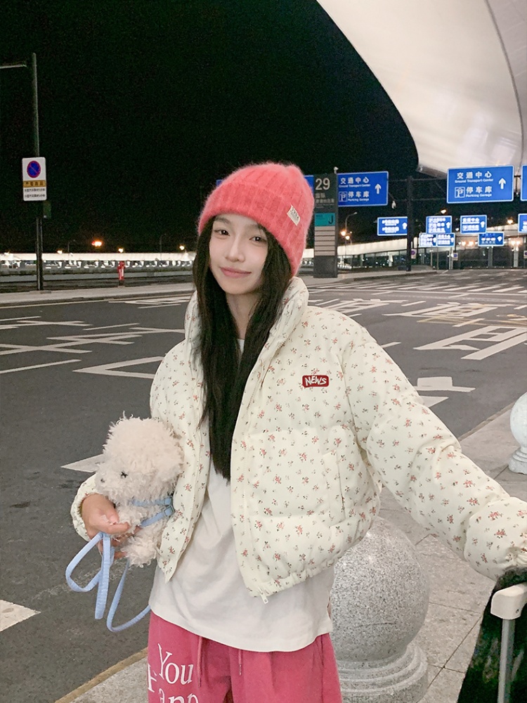 Winter down coat fashion floral cotton coat for women