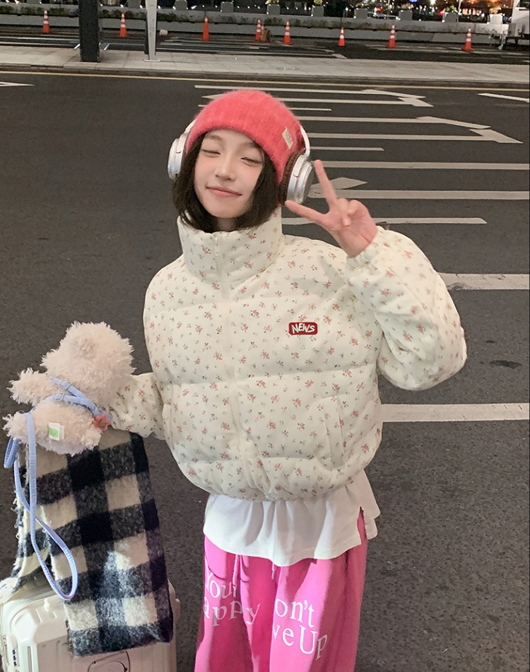 Winter down coat fashion floral cotton coat for women