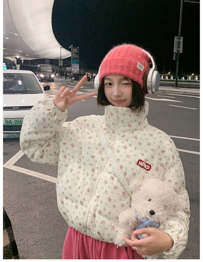 Winter down coat fashion floral cotton coat for women