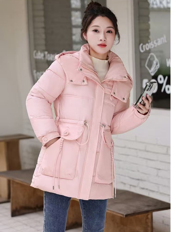 Hooded fashion winter coat thermal long slim cotton coat