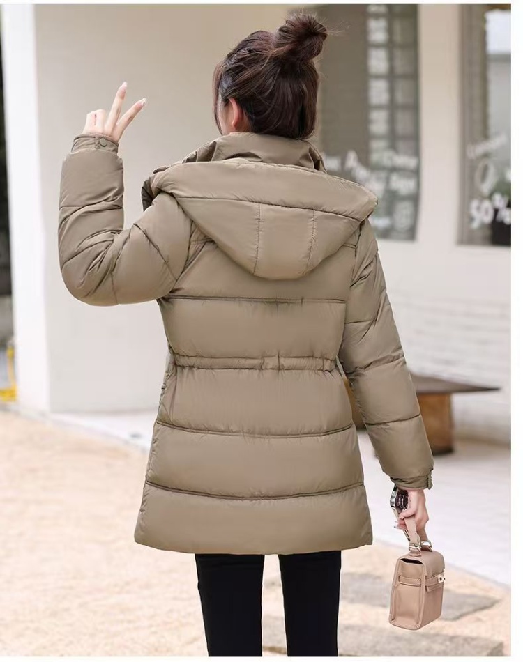 Hooded fashion winter coat thermal long slim cotton coat