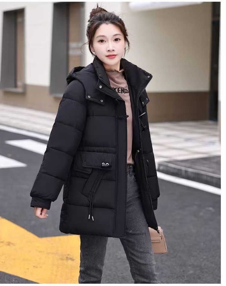 Down thick winter coat thermal pinched waist long cotton coat