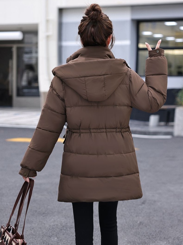 Down thick winter coat thermal pinched waist long cotton coat