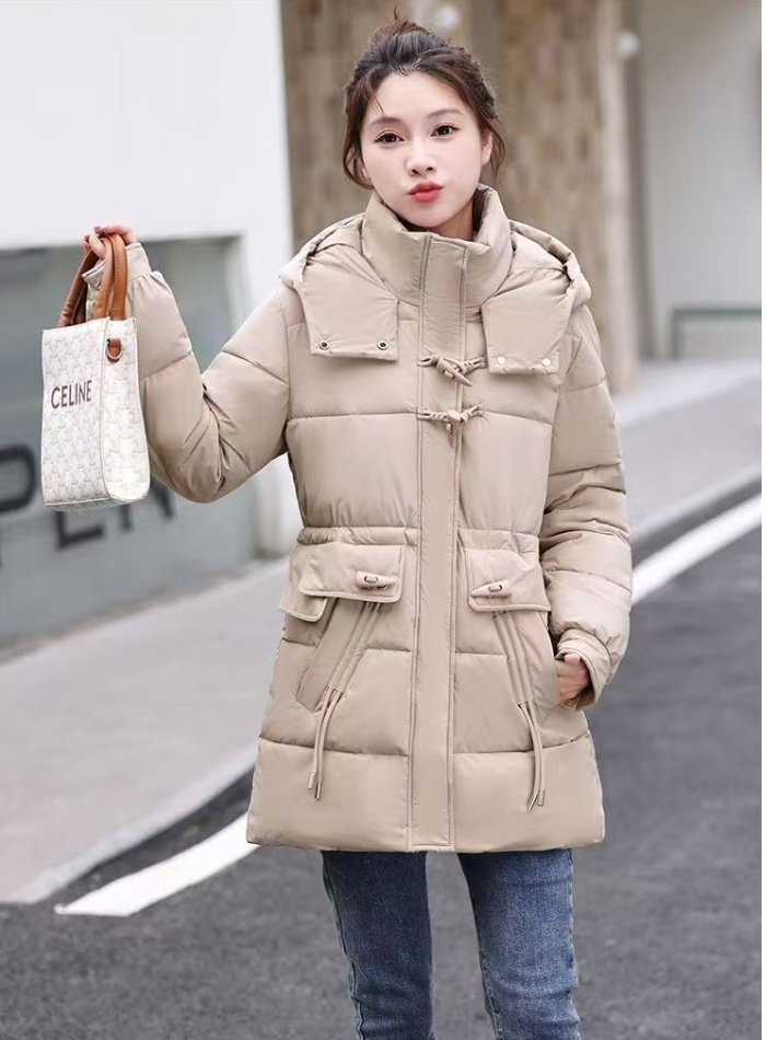 Down thick winter coat thermal pinched waist long cotton coat
