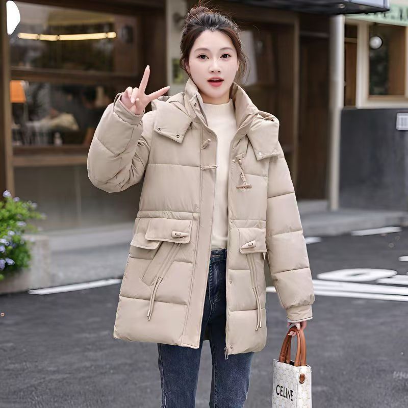 Down thick winter coat thermal pinched waist long cotton coat