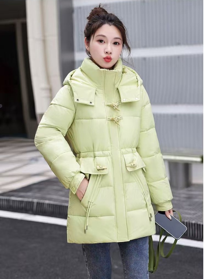 Down thick winter coat thermal pinched waist long cotton coat