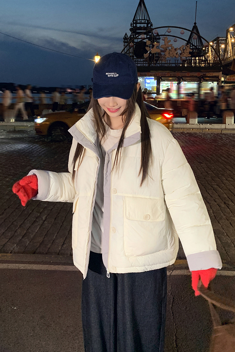 All-match cstand collar thermal cotton coat Casual fashion coat