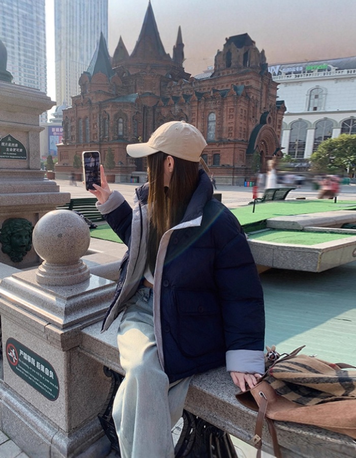 All-match cstand collar thermal cotton coat Casual fashion coat