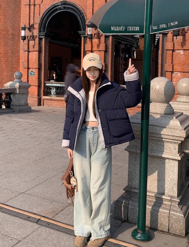 All-match cstand collar thermal cotton coat Casual fashion coat