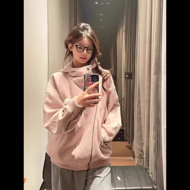 Show young supersoft cotton coat complex pink hoodie for women