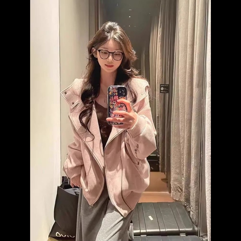 Show young supersoft cotton coat complex pink hoodie for women